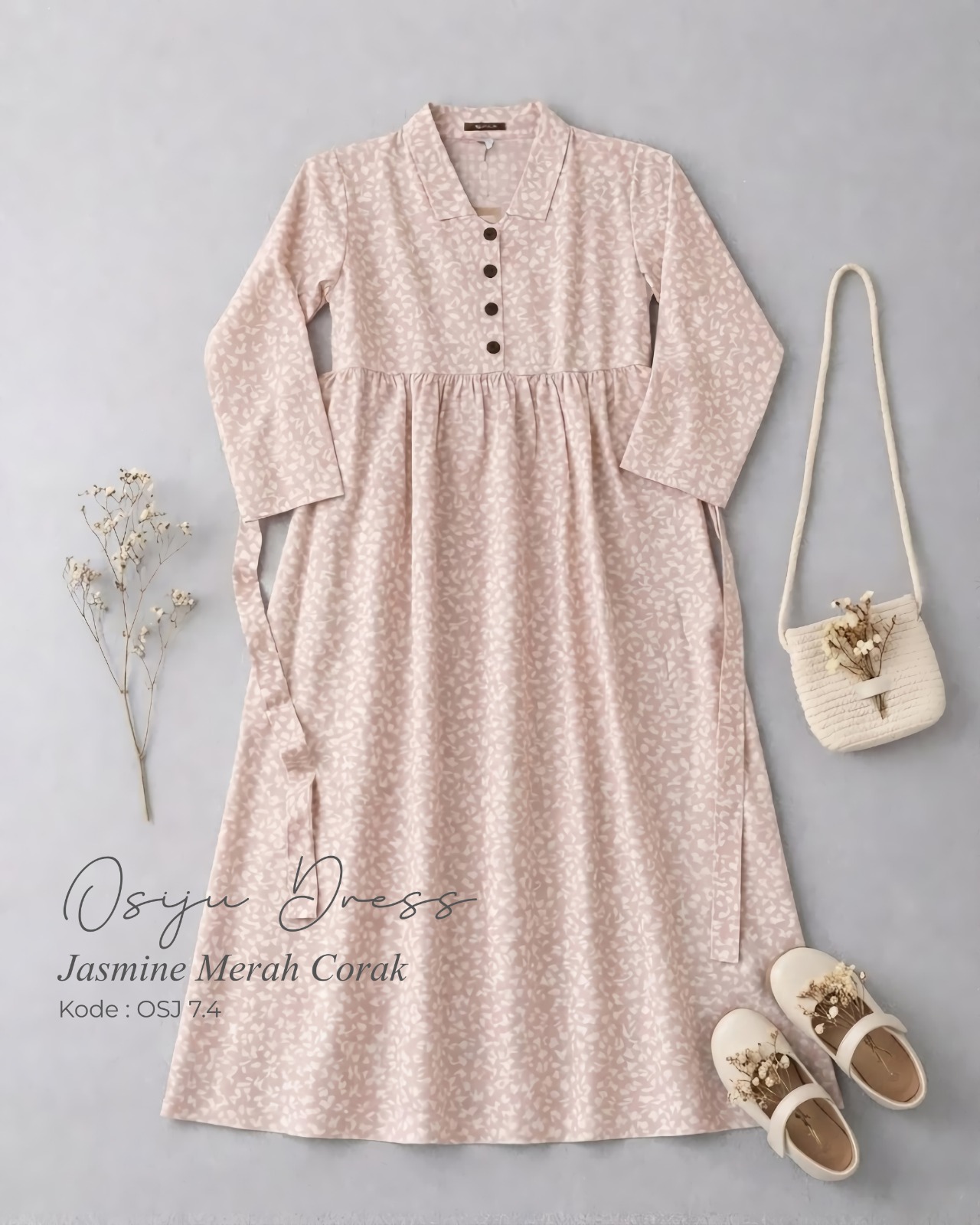 OSJ 7.4 BB GAMIS JASMINE MERAH CORAK BY OSIJU CQ