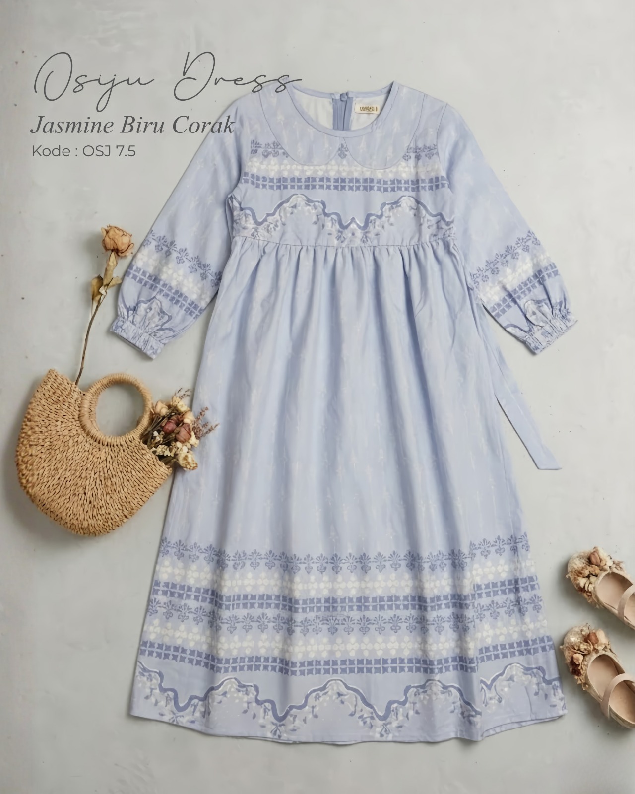 OSJ 7.5 BB GAMIS JASMINE BIRU CORAK BY OSIJU CQ