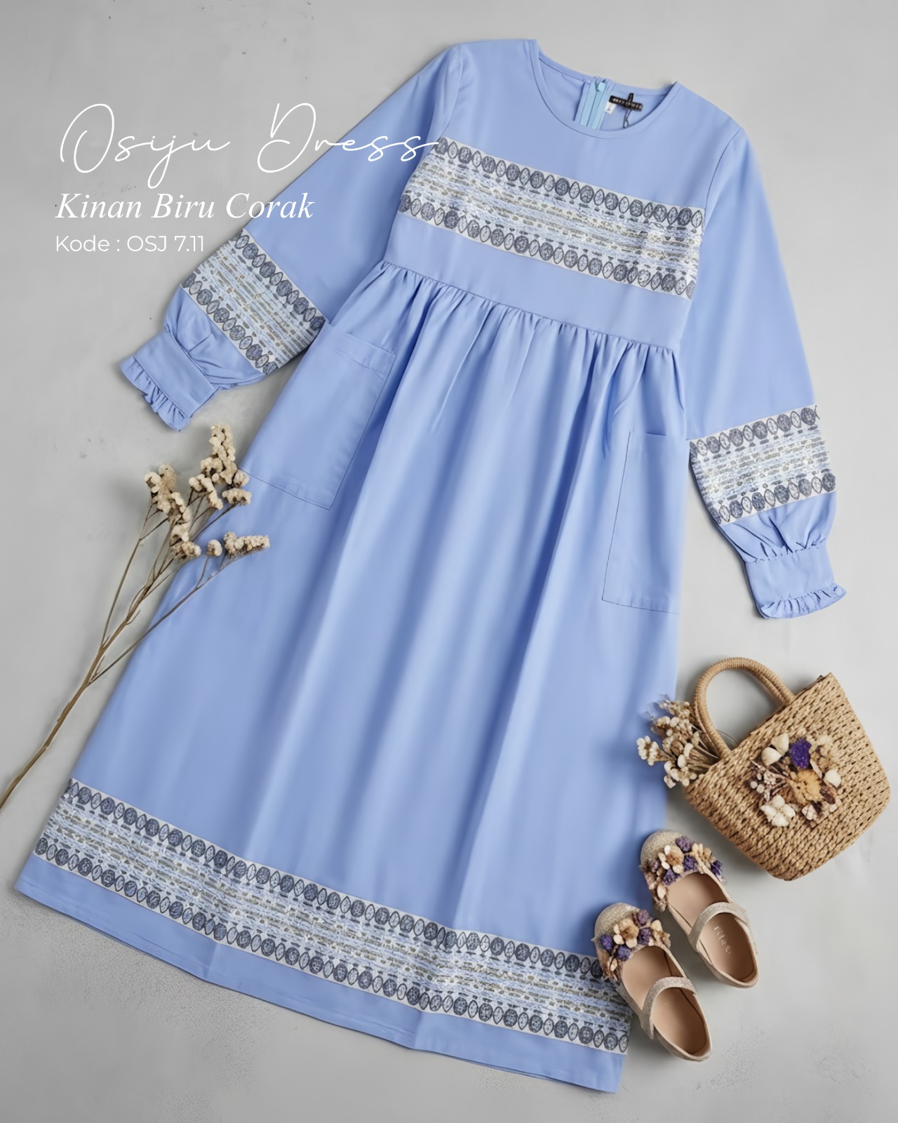 OSJ 7.11 BB GAMIS KINAN BIRU CORAK BY OSIJU CQ