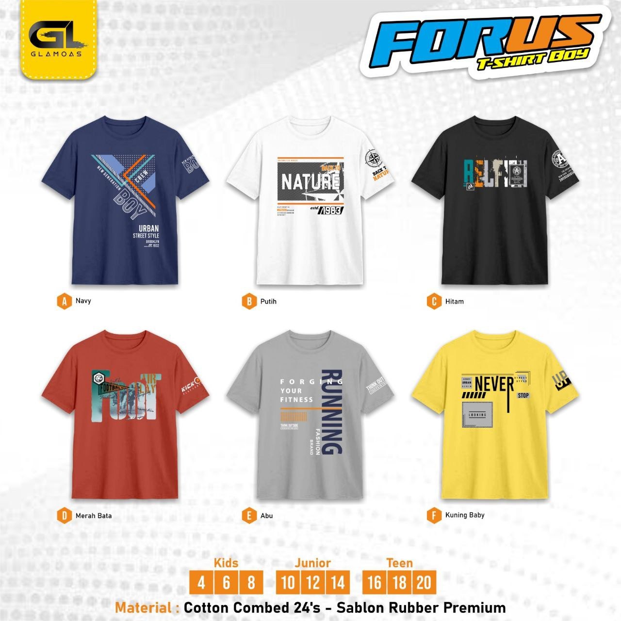 GLM 22.6 TEEN YELLOW FORUS TSHIRT BY GLAMOAS