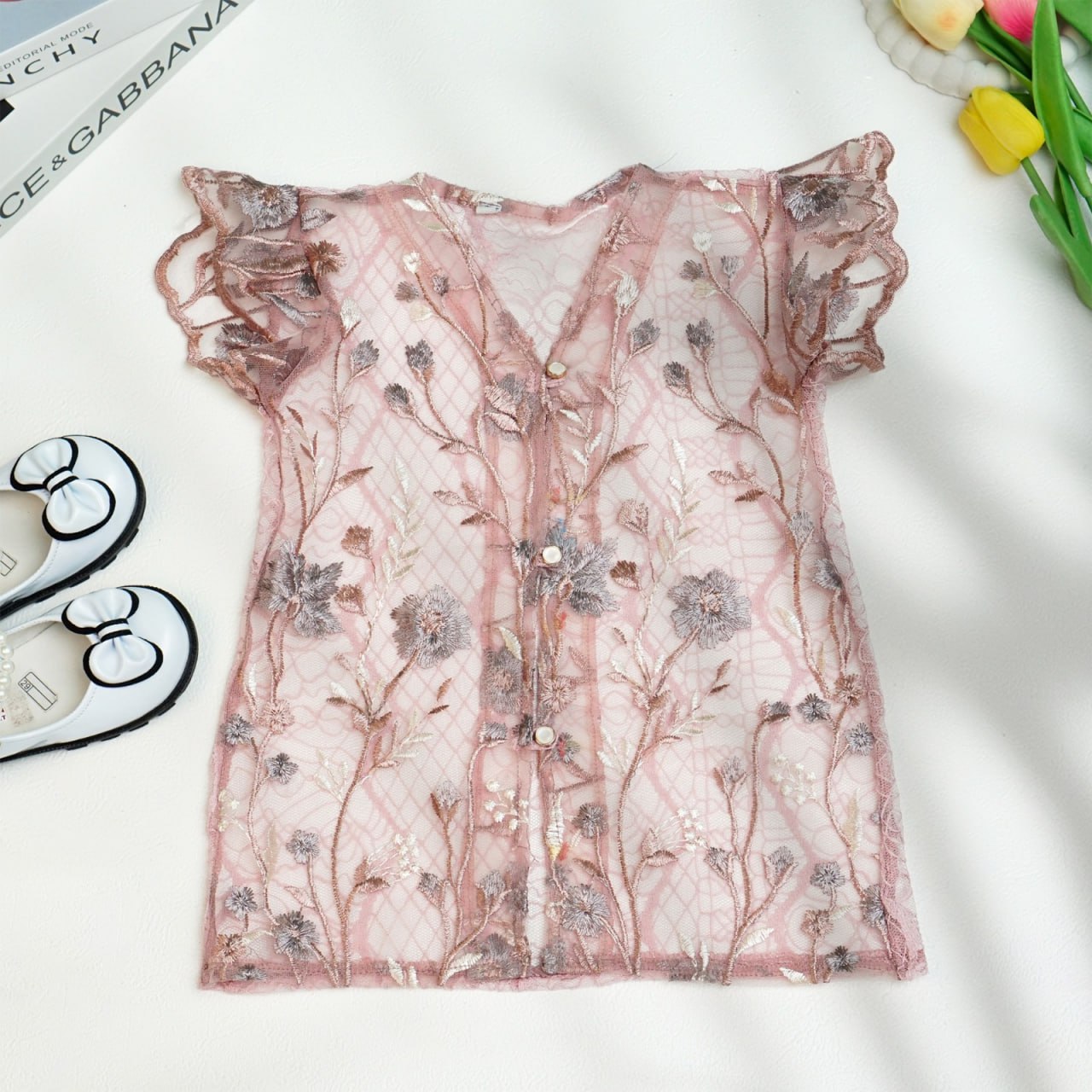 TUF 83.3 ROSE GOLD GARDENIA VEST BRUKAT BY TUFLA