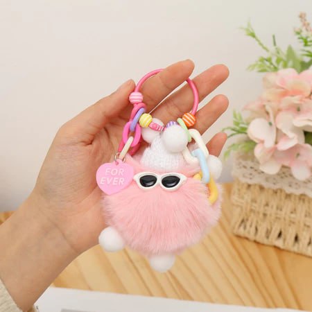 KC 15.10 SERI 13 GLASSES POMPOM BAG CHARM KEY CHAIN