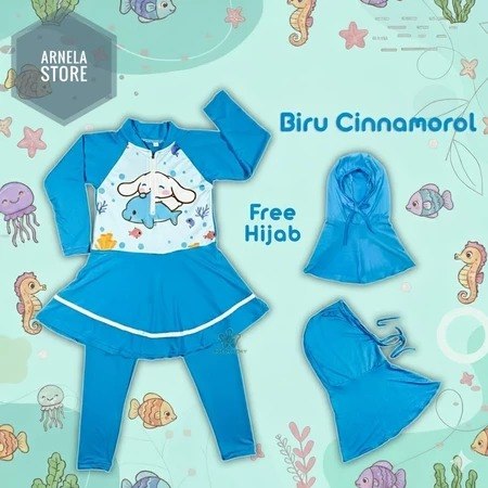 BRE 22.3 2IN1 DIVING HIJAB L SET GIRL SET BAJU RENANG
