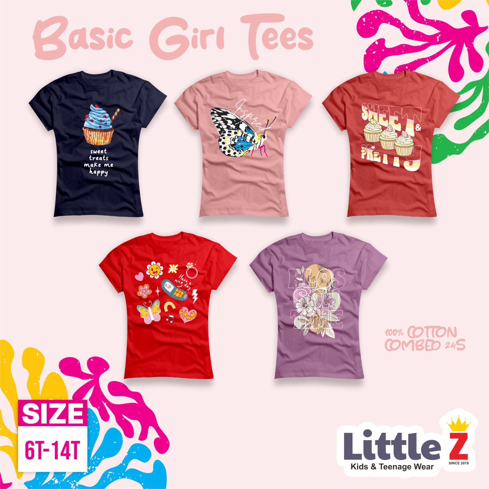 LZ 81.3 SALEM BASIC GIRL TEES BY LITTLE Z