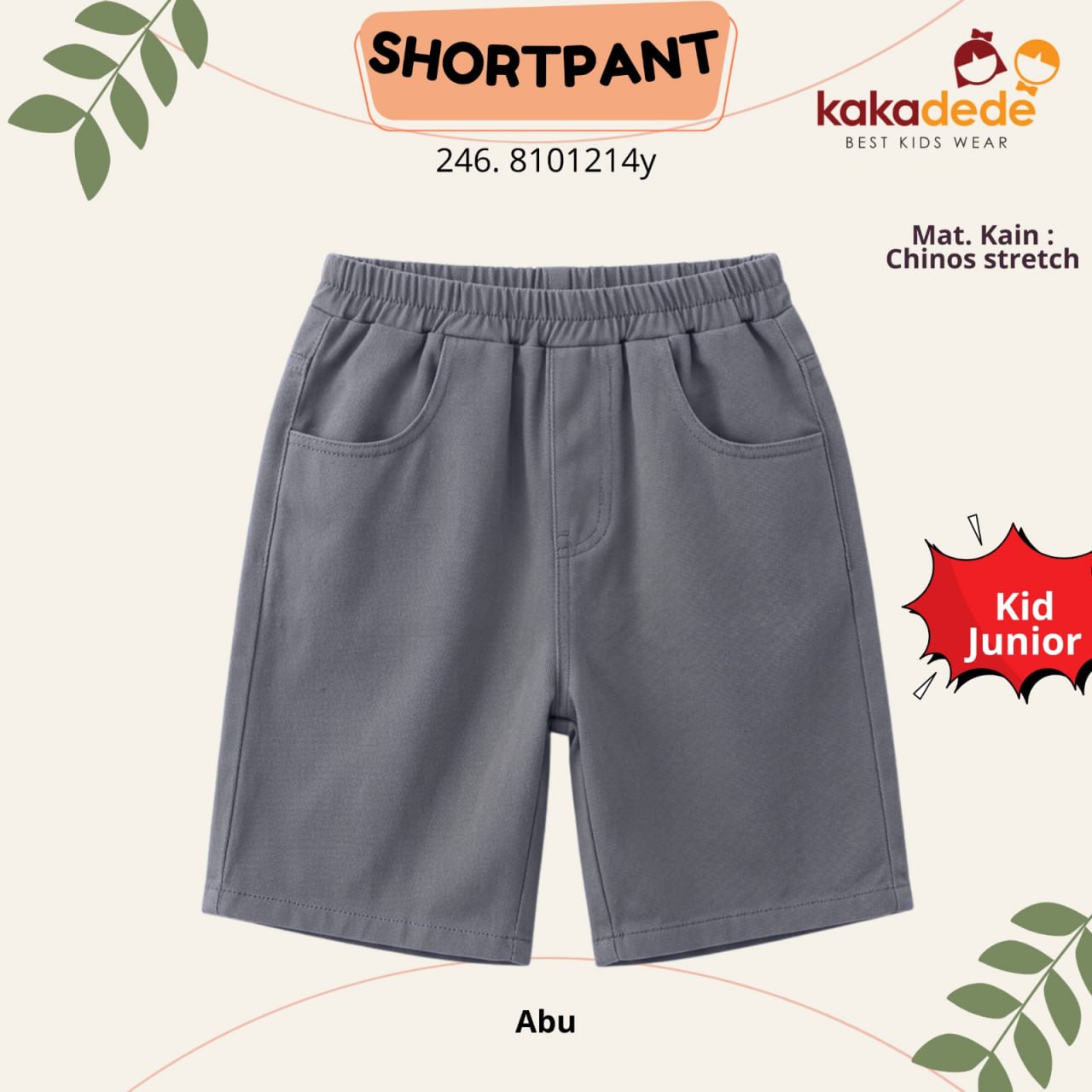 KD 217.4 KIDS GREY SHORT PANTS CHINOS BY KAKADEDE