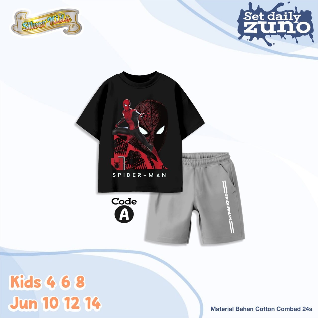 SK 23.1 KIDS BLACK SPIDERMAN SET DAILY ZUNO BY SILVERKIDS