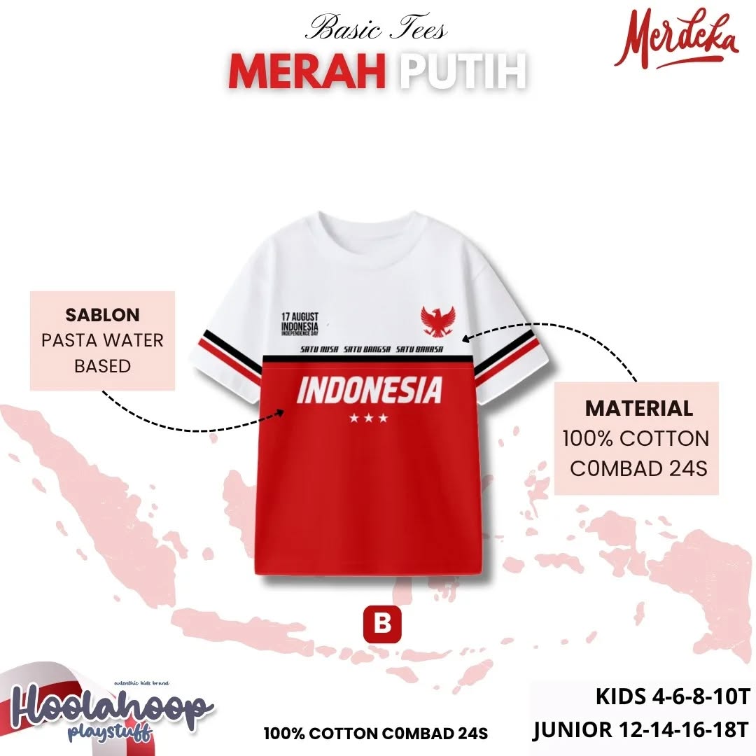 HO 13.2 17 AGUSTUS BASIC TEES MERAH PUTIH BY HOOLAHOOP
