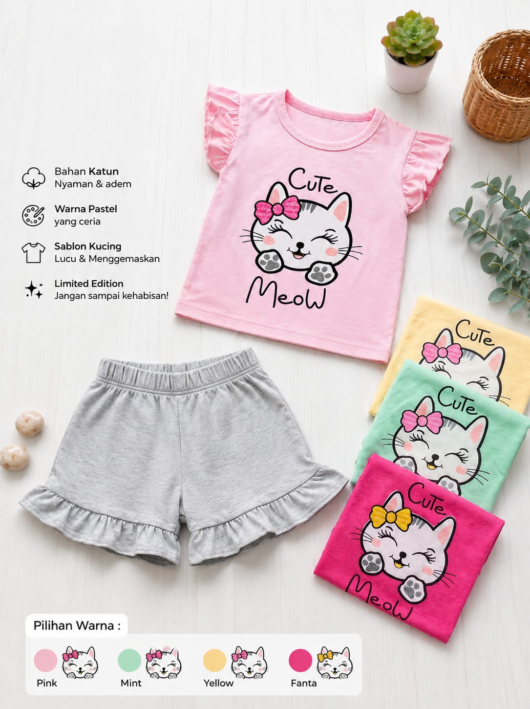 BBY 27.9 CUTE CAT MEOW SET RUFFLE GIRL BY OLIVIA