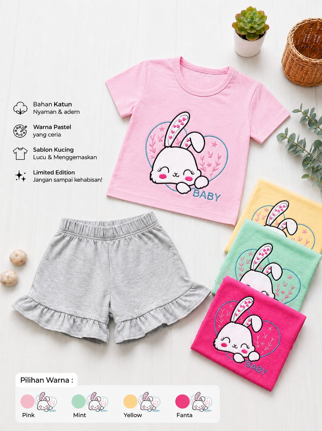 BBY 27.10 BUNNY FLOWER SET RUFFLE GIRL BY OLIVIA
