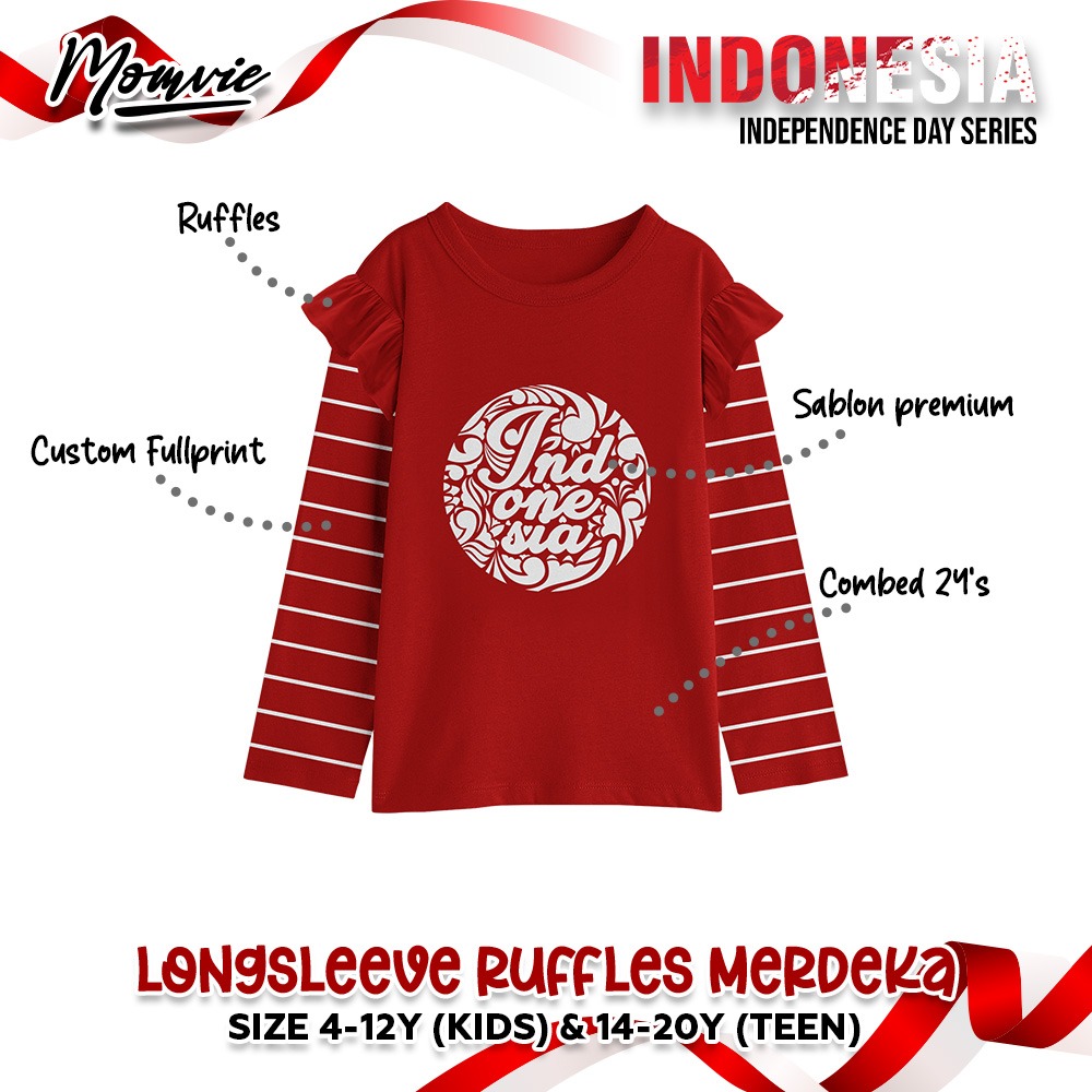MV 34.5 E KIDS INDONESIA CORAK LONGSLEEVE RUFFLE MERDEKA BY MOMVIE