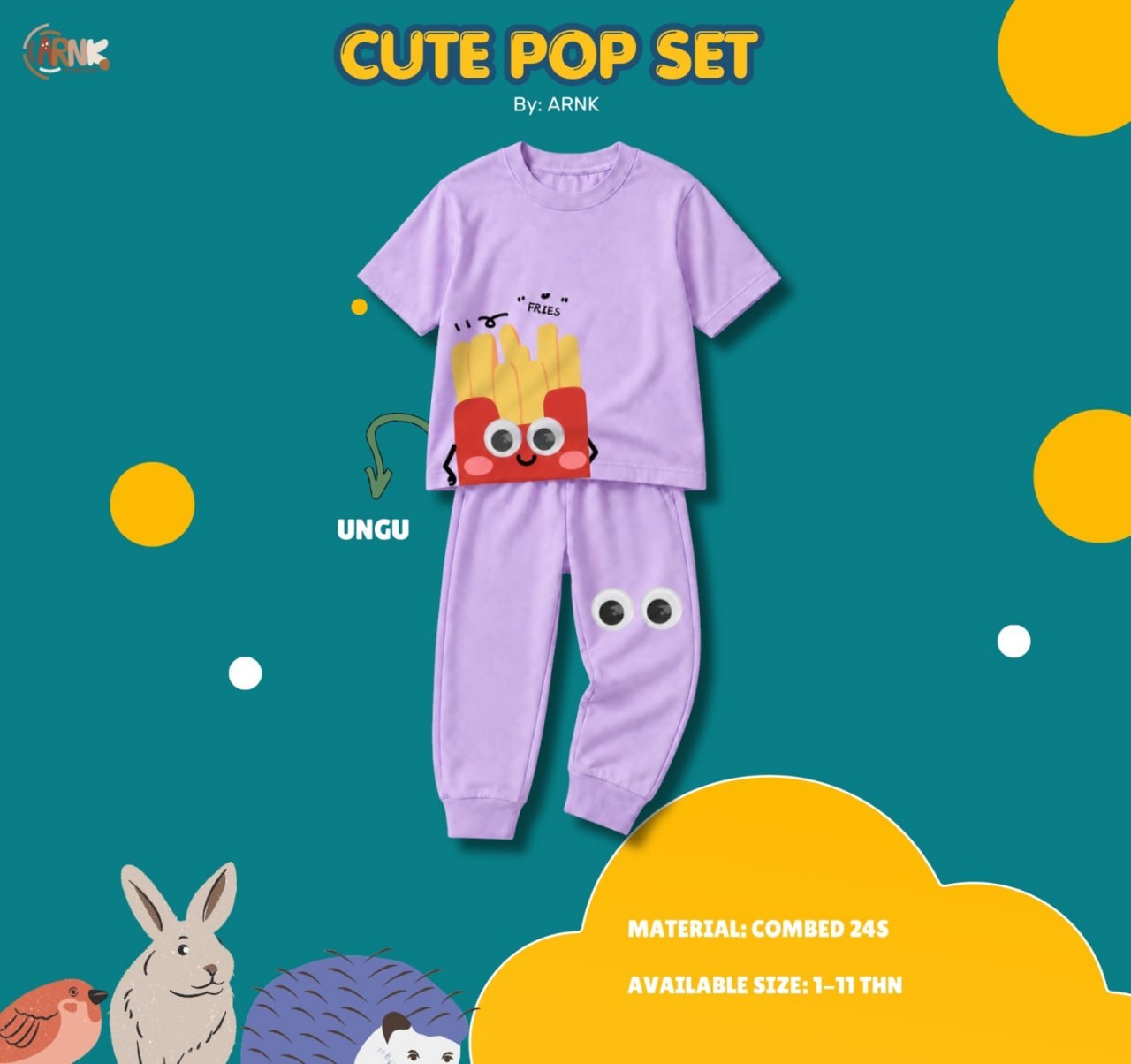 ARNK 6.2 PURPLE FRIES JUN CUTE POP SET BY ARNK