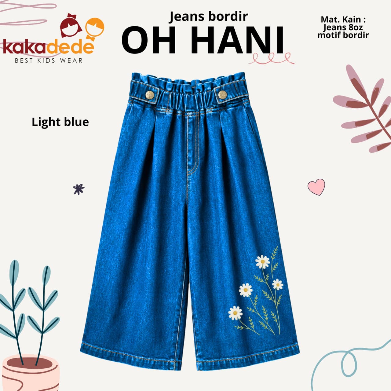 KD 223.1 LIGHT BLUE SIZE 22 OH HANI JEANS BORDIR BY KAKADEDE